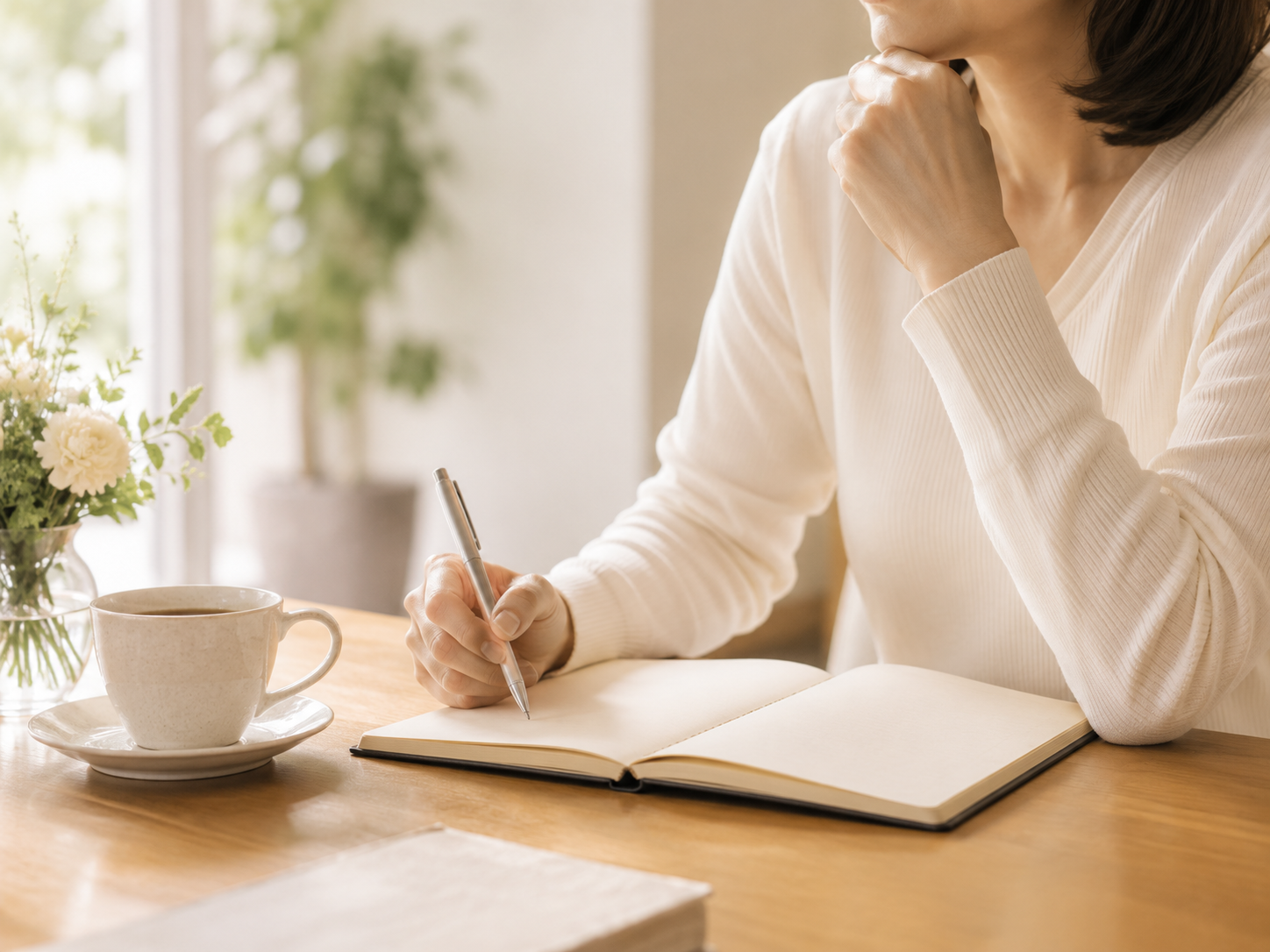 婚活を始める前にノートへ気持ちを書き出すイメージ