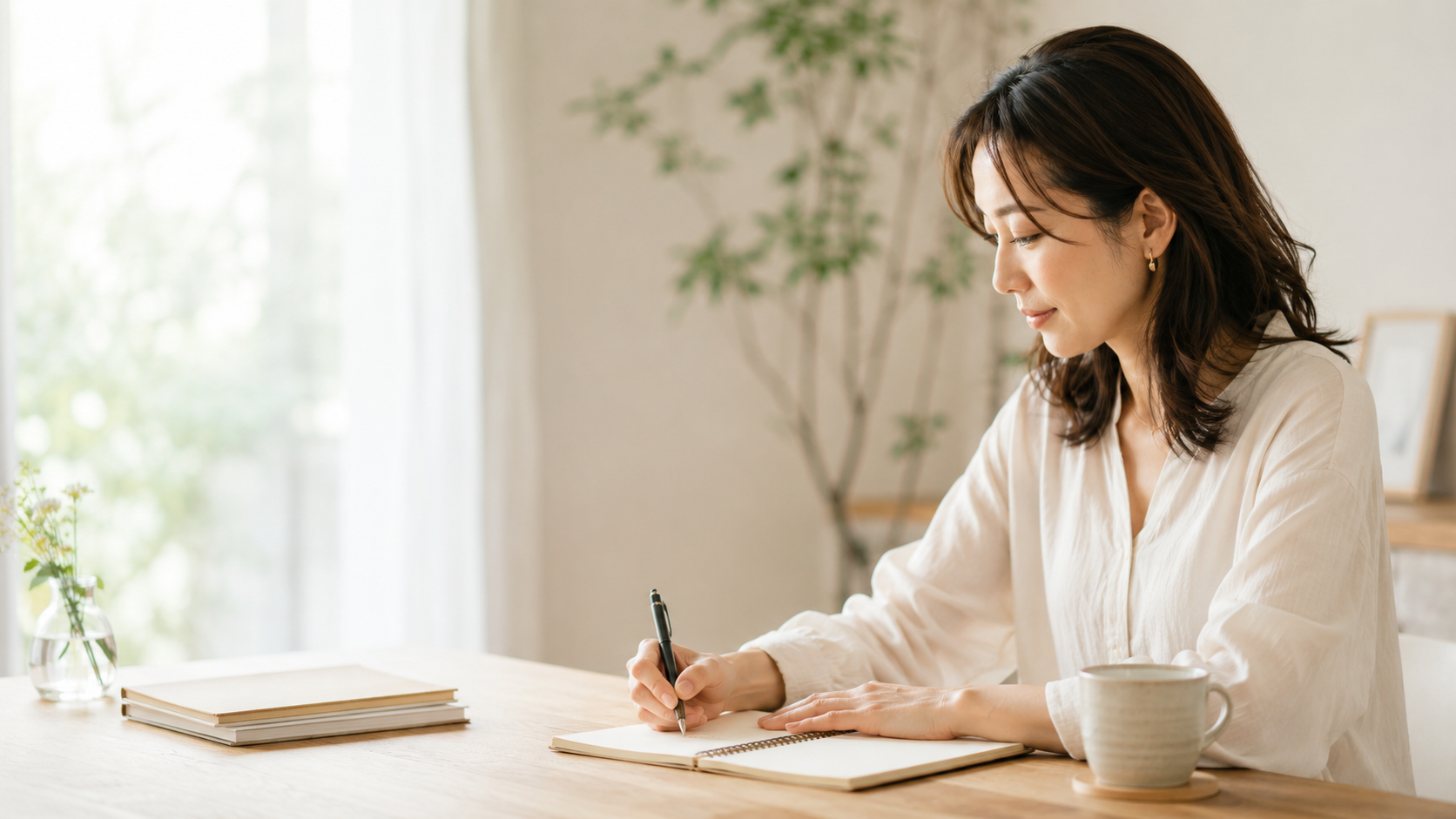 婚活準備ノートを書いて自分の価値観を整理する女性